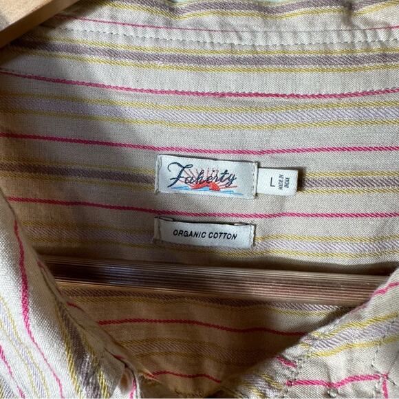 Faherty Byrd Button Down Top in Sitka Stripe Size Large - Picture 10 of 11